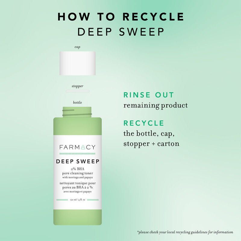 Farmacy Beauty Deep Sweep 2% BHA Pore Cleaning Toner With Salicylic Acid & Moringa Water, 120ml