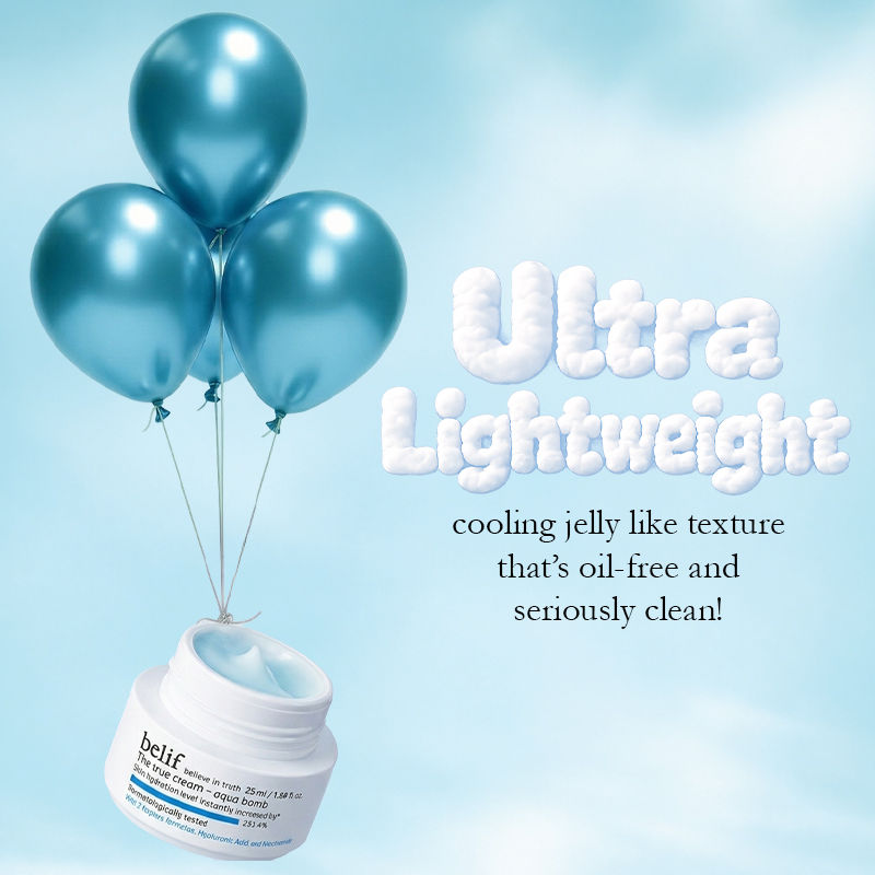 belif Aqua Bomb Gel Moisturizer Vegan Korean Hydrating Face Cream With Niacinamide & Hyaluronic Acid, 25ml