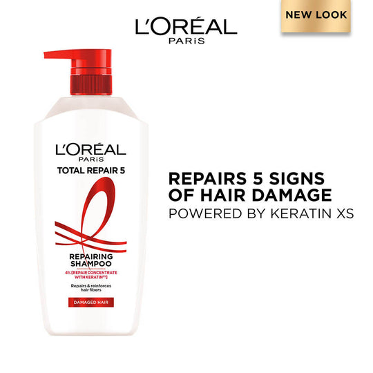 L'Oreal Paris Total Repair 5 Repairing Shampoo With Keratin XS For Damaged Hair, 1 Litre Buy at Indicrest