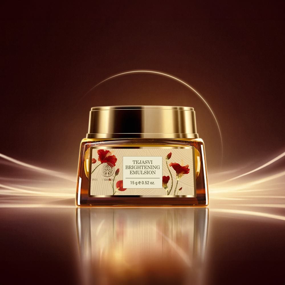 Forest Essentials Tejasvi Brightening Emulsion - Ayurvedic Facial Massage Cream, Intense Nourishment, 15 g
