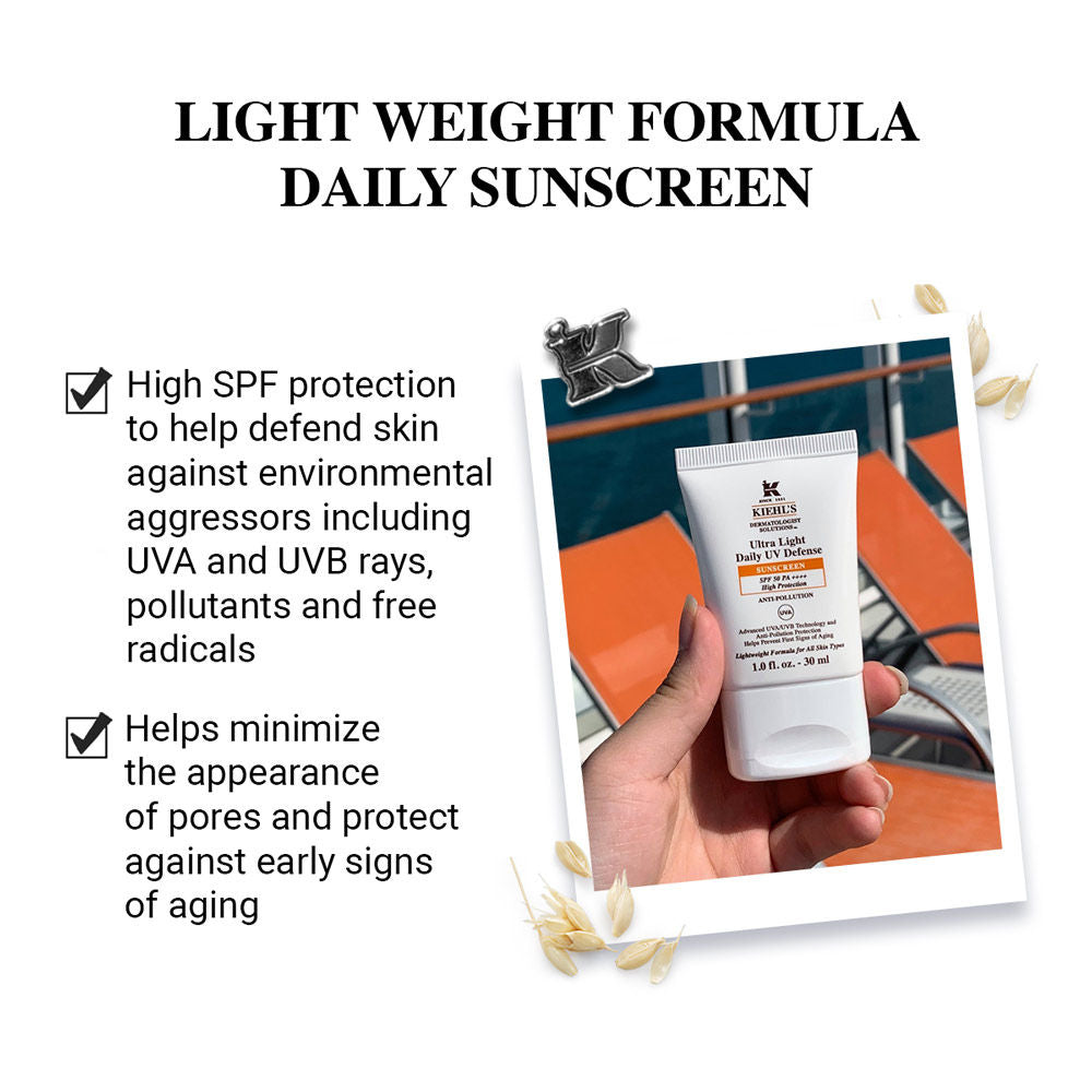 Kiehl's Ultra-Light Daily UV Defense SPF 50 PA++++ Sunscreen With Anti-Pollution Protection, 30ml