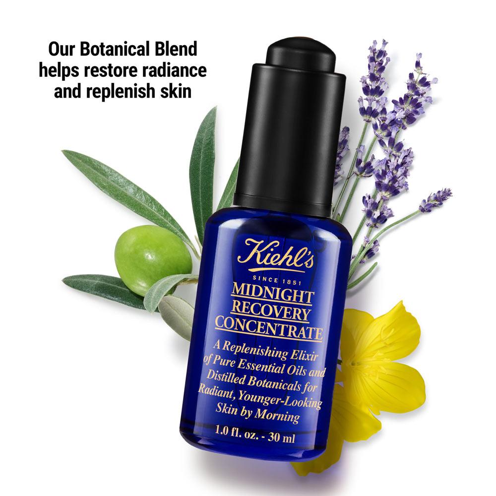 Kiehl's Midnight Recovery Concentrate Serum With Botanical Oil Blend For Radiant Skin, 30ml