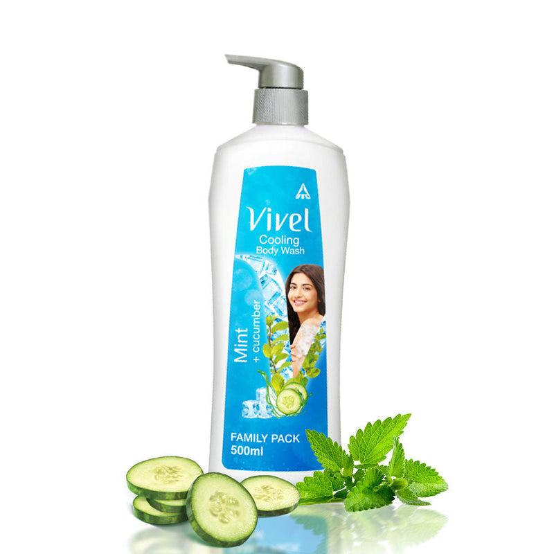 Vivel Refreshing Cooling Body Wash Mint & Cucumber Pump Bottle Shower Gel, 500ml Buy at Indicrest