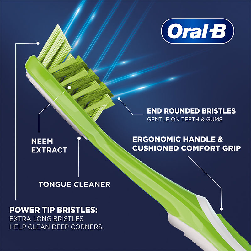Oral-B Criss Cross Toothbrush with Neem Extract - Medium (Buy 2 Get 2 Free) Buy at Indicrest Image 7