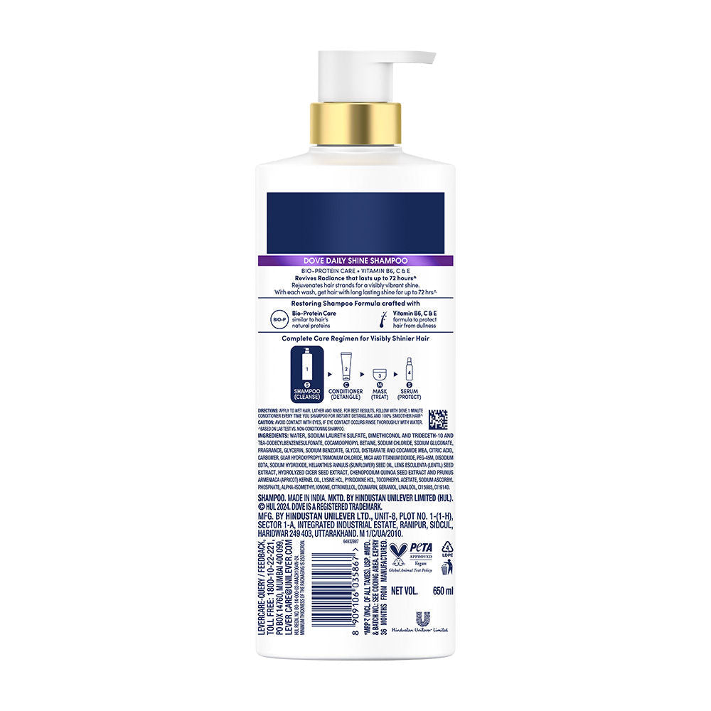 Dove Daily Shine Shampoo for Damaged or Frizzy Hair Makes Hair Soft Shiny and Smooth, 650ml Buy at Indicrest Image 9