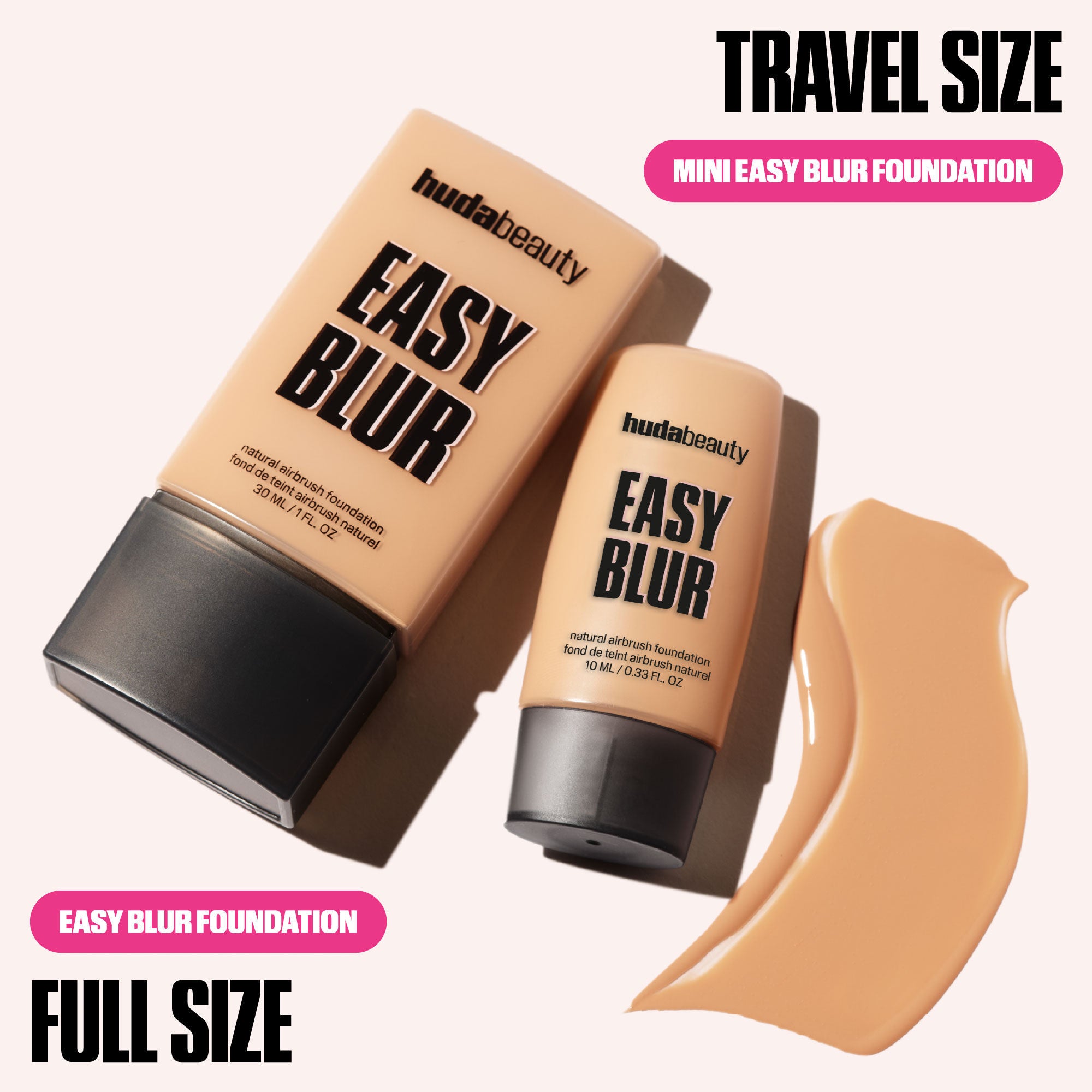 Huda Beauty Mini Easy Blur Natural Airbrush Foundation with Niacinamide Custard 220N, 10ml