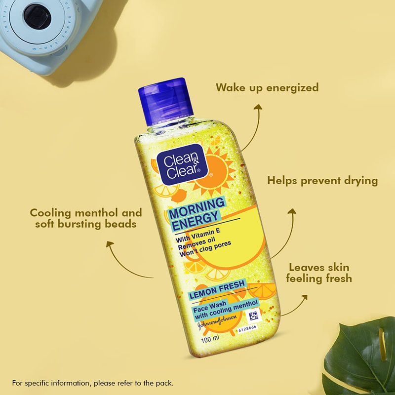 Clean & Clear Morning Energy Lemon Fresh Face Wash - Gentle Cleanser with Menthol for Oily Skin, 100ml Buy at Indicrest Image 3