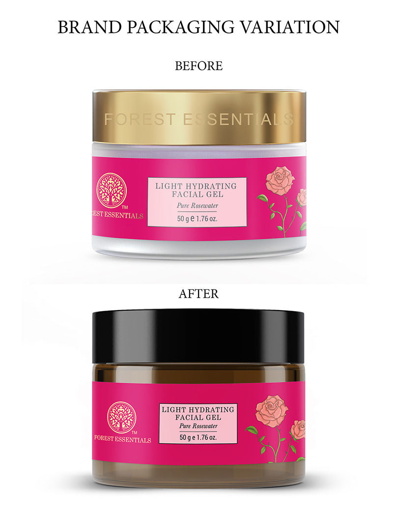 Forest Essentials Light Hydrating Facial Gel with Pure Rosewater - Ayurvedic Lightweight Moisturiser, 50gm