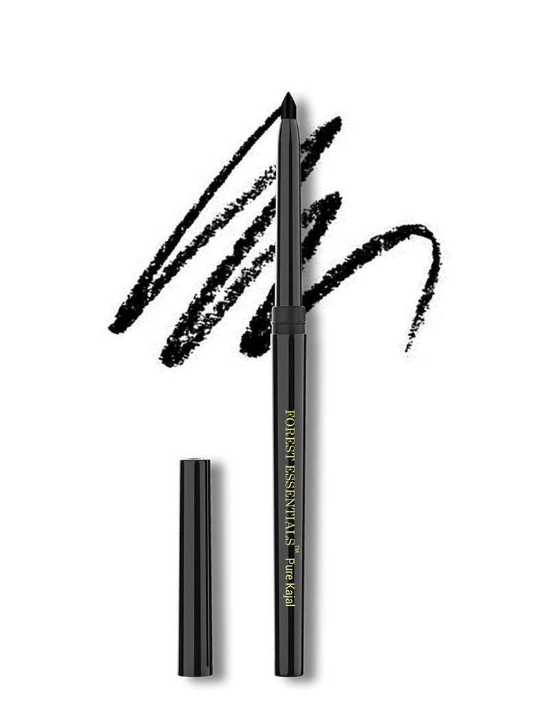 Forest Essentials Gulaab Khaas Kajal - Charcoal Black - Natural Smooth Kajal - Soothing & Cooling, 0.3g, Buy from Indicrest