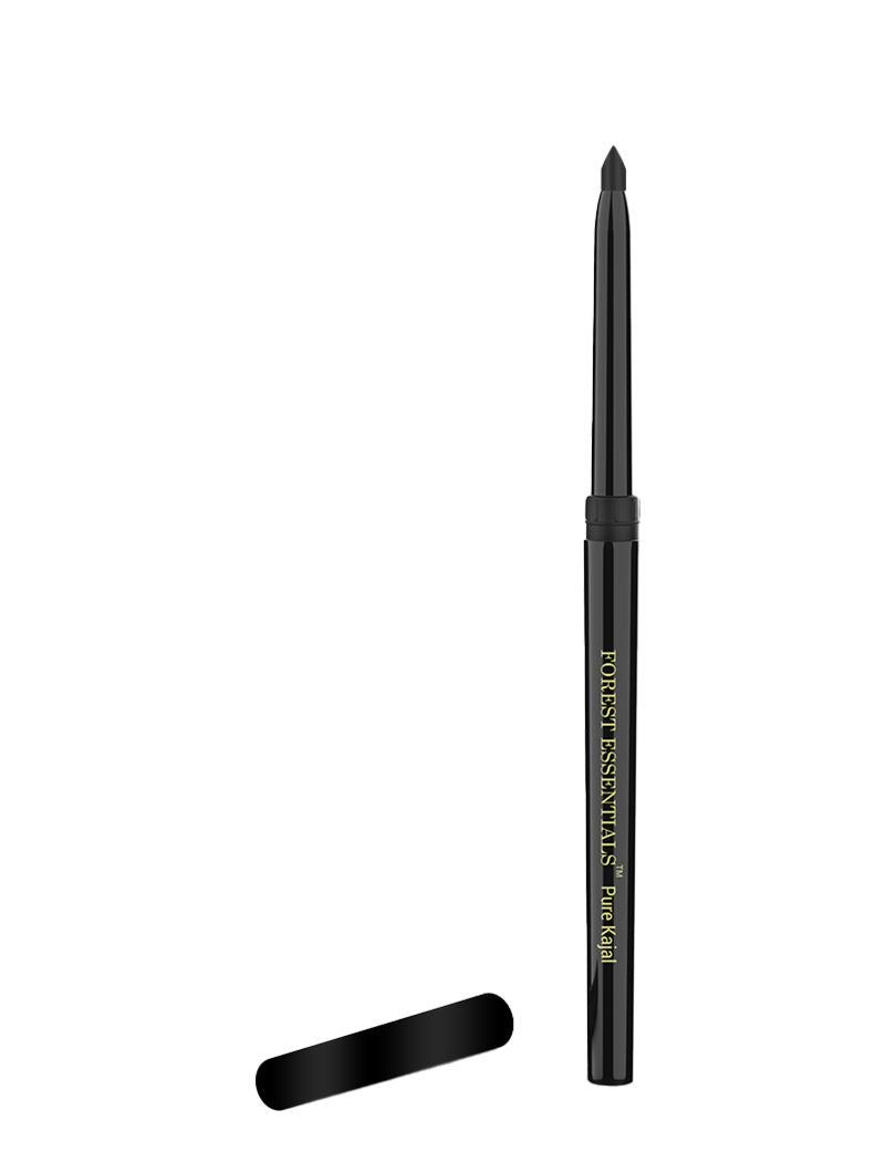 Forest Essentials Gulaab Khaas Kajal - Charcoal Black - Natural Smooth Kajal - Soothing & Cooling, 0.3g