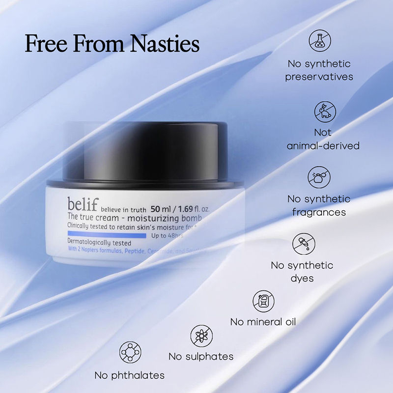belif Moisturizing Bomb Cream-Vegan Korean Face Cream with Ceramides & Peptides For Barrier Repair, 50ml