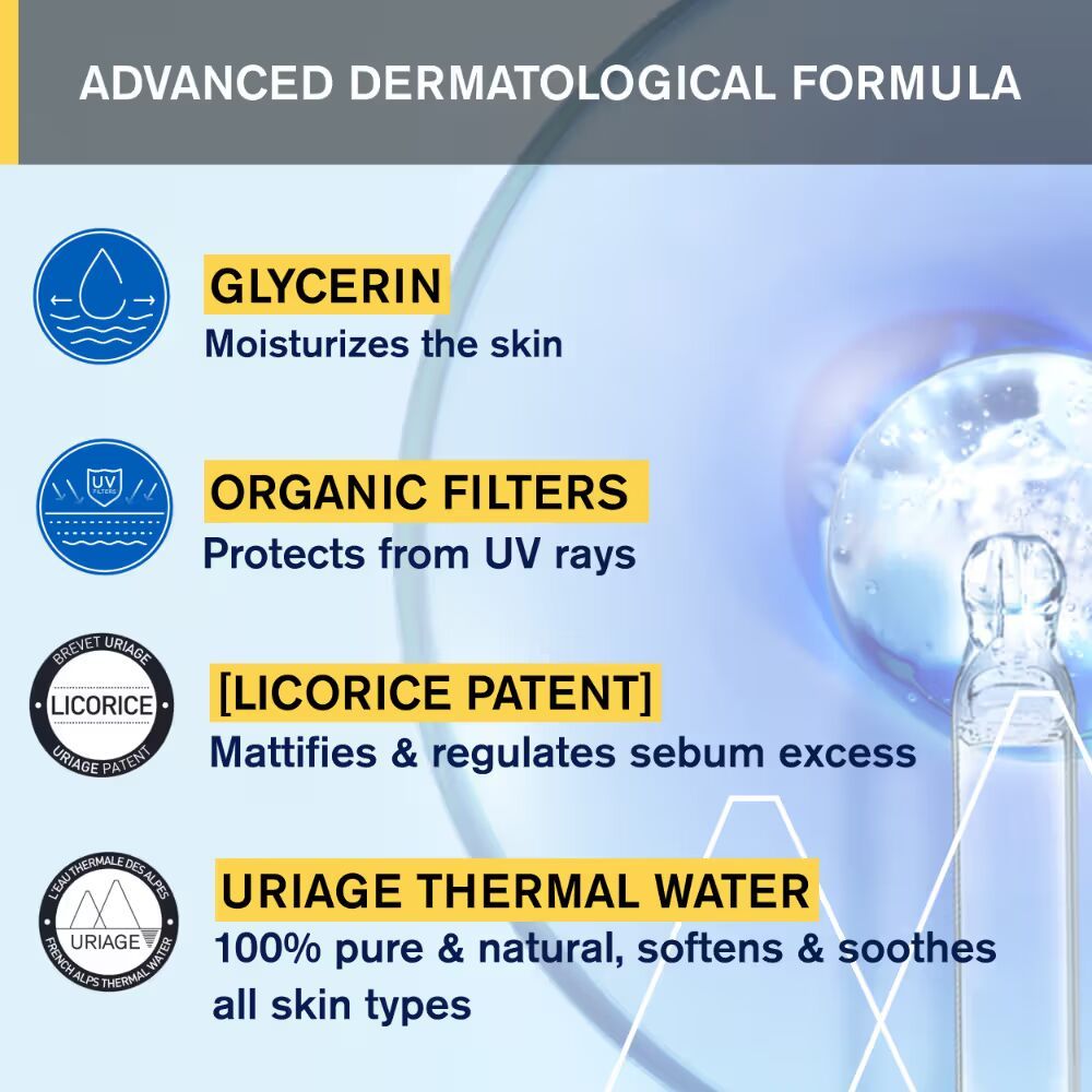 Uriage Bariesun Mattifying Sunscreen SPF50+ Light & Non-Sticky, No White Cast Dermat Recommended, 50ml