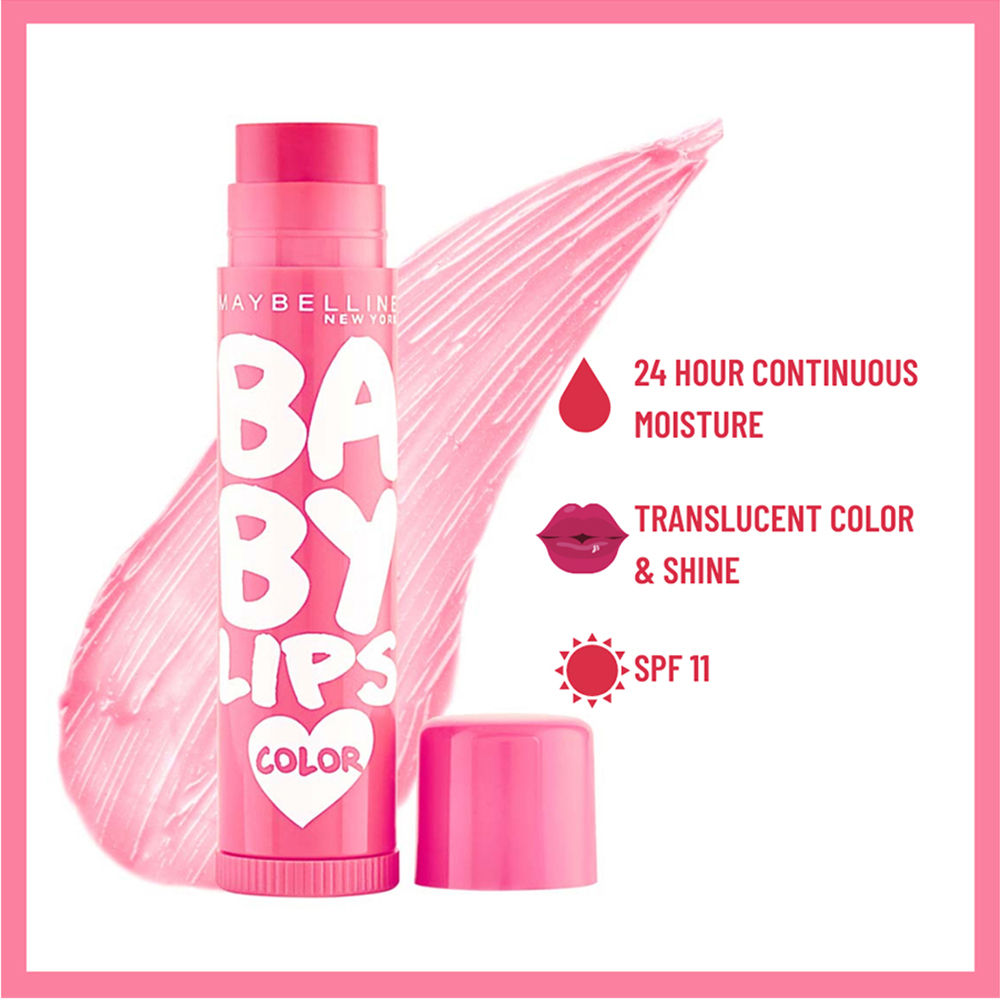Maybelline New York Baby Lips Color Lip Balm with SPF 11 Up To 24H Moisture - Pink Lolita, 4g Buy at Indicrest Image 2