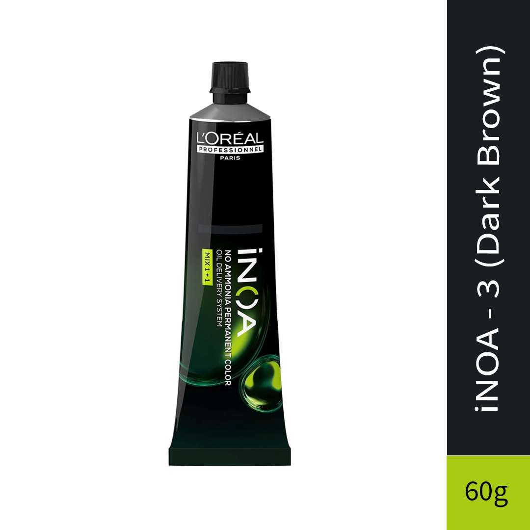 L'Oreal Professionnel Paris iNOA - 3 (Dark Brown) - Ammonia Free Permanent Colour - Mix 1:1 - (60g)